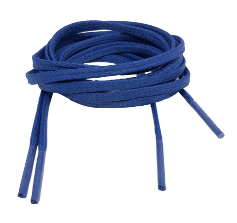 Flat Waxed Royal Blue Cotton Shoe Laces - 4mm or 8mm wide