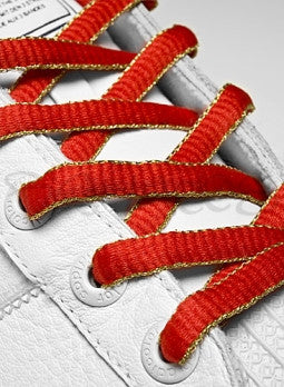 Red and Gold Oval Shoelaces