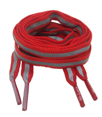 Mr Lacy Flatties - Flat Red Reflective Shoelaces - 10mm wide