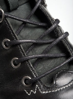 Round Waxed Black Cotton Shoe Boot Laces