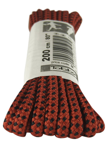 Strong Round Red and Black Walking Boot Laces