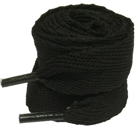 Very Wide Flat Black Shoelaces - 20mm
