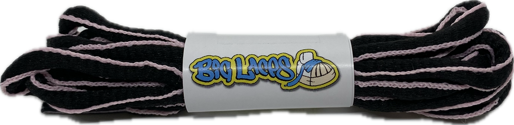 Black and Baby Pink Oval Running Shoe Shoelaces