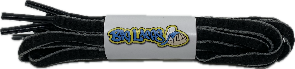 Black and Dark Grey Oval Running Shoe Shoelaces