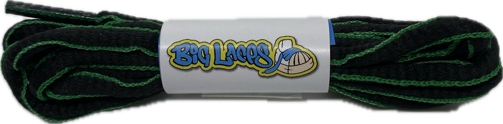 Black and Kelly Green Oval Running Shoe Shoelaces