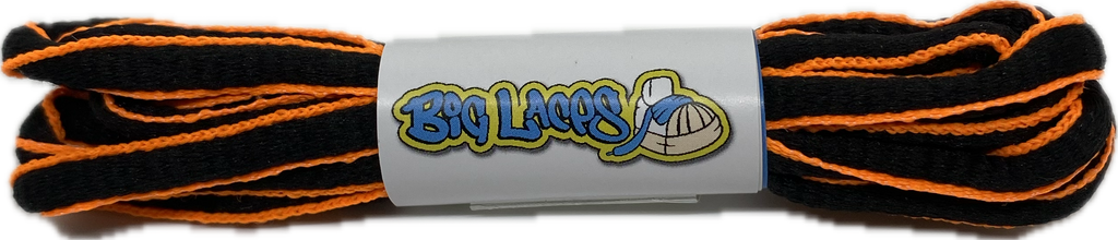 Black and Neon Orange Oval Running Shoe Shoelaces