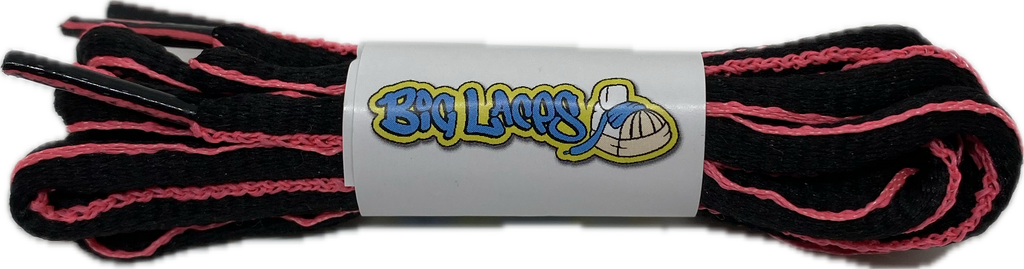 Black and Neon Pink Oval Running Shoe Shoelaces