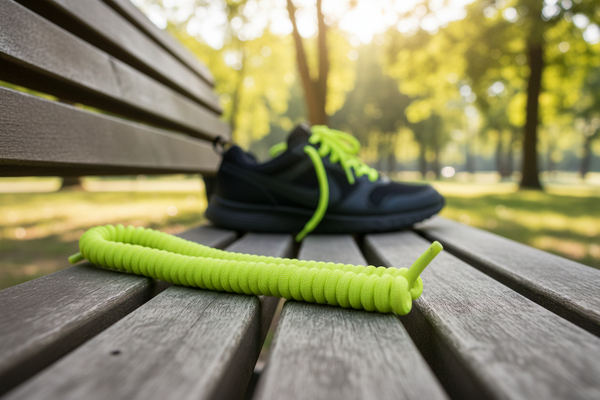 a pair of Curly Neon Yellow Shoelaces