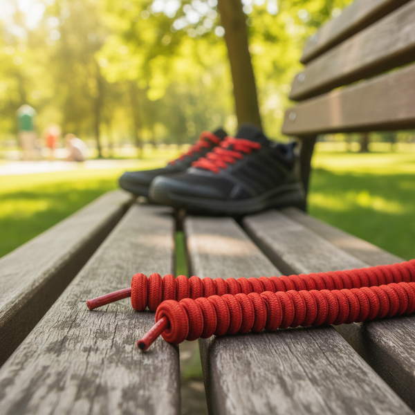 a pair of Curly Red Shoelaces