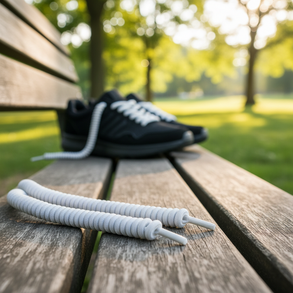a pair of Curly White Shoelaces