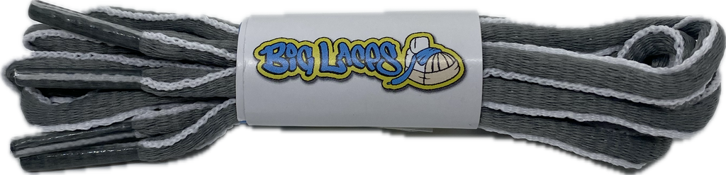 Dark Grey and White Oval Running Shoe Shoelaces