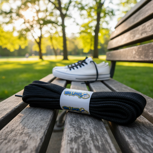 a pair of flat 11mm wide black shoelaces suitable for adidas superstar shoes
