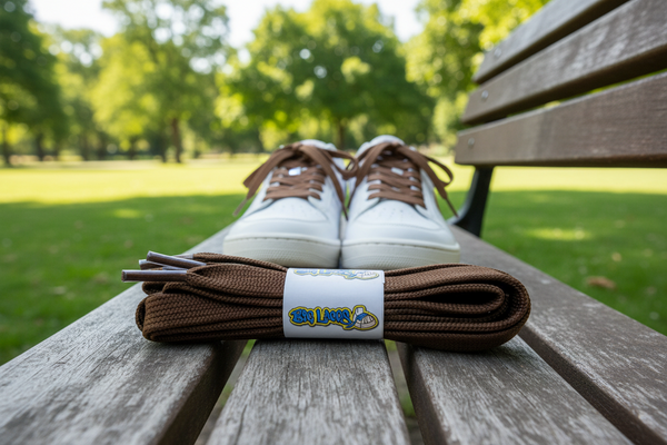 a pair of flat 11mm wide brown shoelaces suitable for adidas superstar shoes

