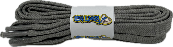 a pair of flat 11mm wide light grey shoelaces suitable for adidas superstar shoes
