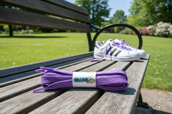 a pair of lilac 11mm wide shoelaces suitable for adidas superstars