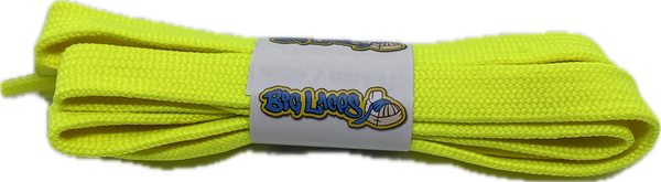 a pair of flat 11mm wide neon yellow shoelaces suitable for adidas superstar shoes
