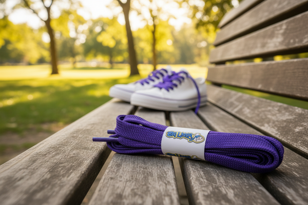 a pair of flat 11mm wide purple shoelaces suitable for adidas superstar shoes
