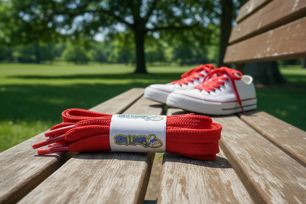 a pair of flat 11mm wide red shoelaces suitable for adidas superstar shoes
