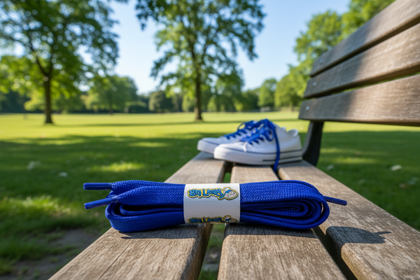 a pair of flat 11mm wide royal blue shoelaces suitable for adidas superstar shoes

