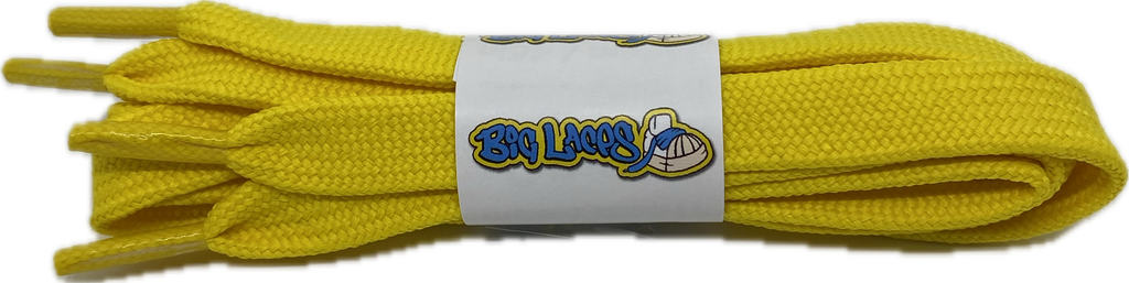 a pair of flat 11mm wide yellow shoelaces suitable for adidas superstar shoes
