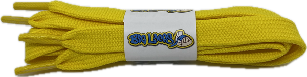a pair of flat 11mm wide yellow shoelaces suitable for adidas superstar shoes
