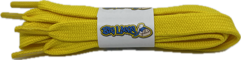 a pair of flat 11mm wide yellow shoelaces suitable for adidas superstar shoes
