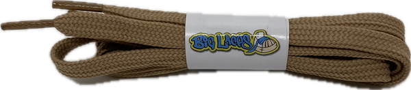 a pair of flat dark beige shoelaces