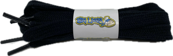 a pair of flat black cotton shoelaces

