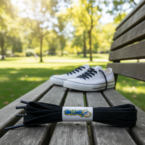 a pair of flat 8mm wide black shoelaces