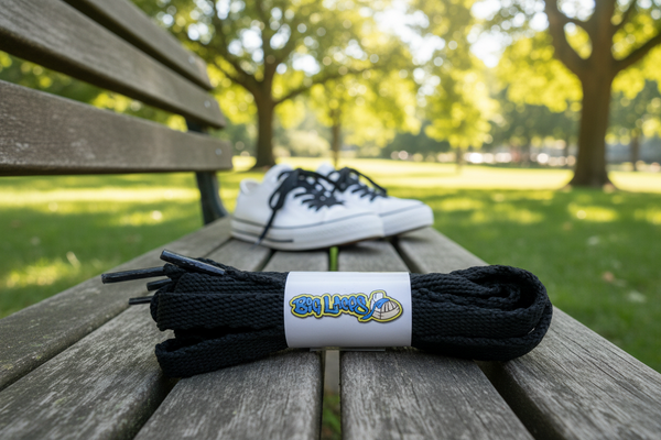 a pair of flat black 10mm wide shoelaces