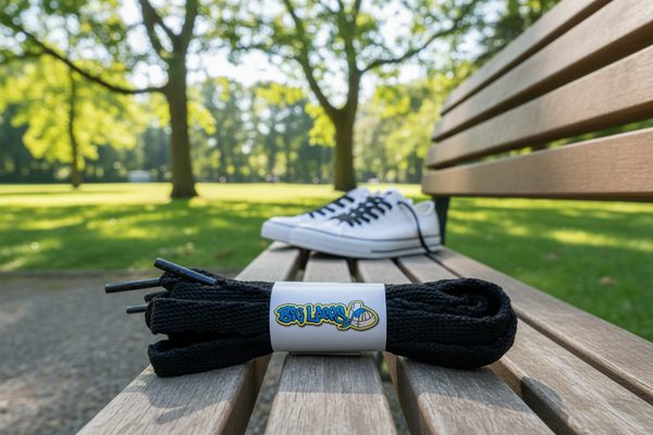 a pair of flat black shoelaces
