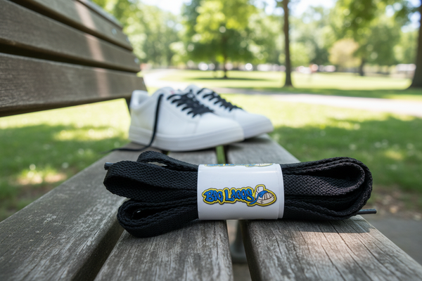 a pair of flat black 10mm wide shoelaces