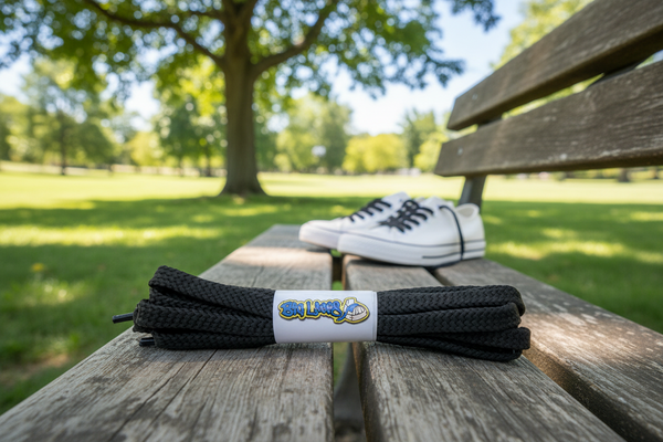a pair of flat brown 10mm wide shoelaces