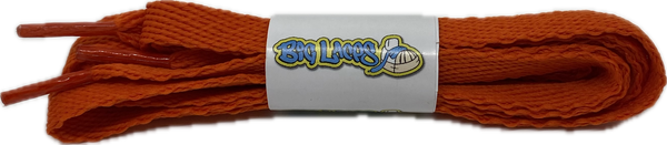a pair of flat orange 10mm wide shoelaces
