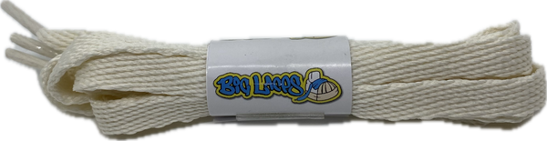 a pair of flat cream 10mm wide shoelaces