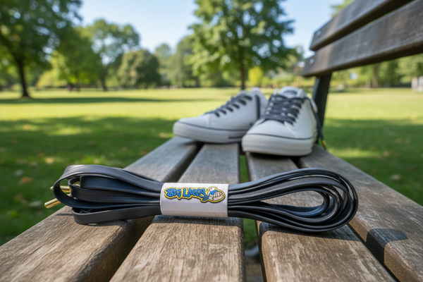 a pair of Dark Grey PU leather shoelaces