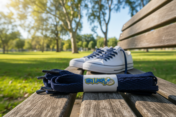 a pair of flat dark navy blue 10mm wide shoelaces