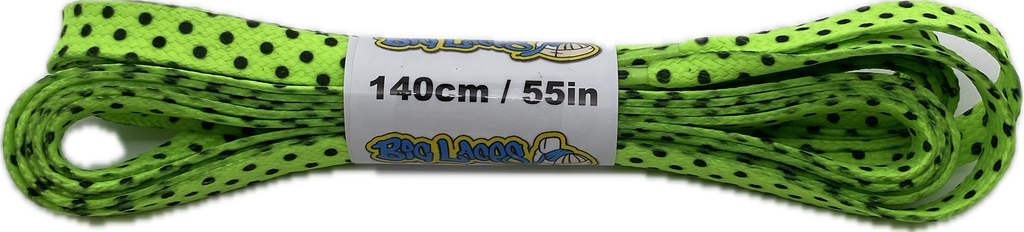 Flat Dots Neon Green Black 140cm x 10mm