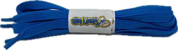 a pair of flat bright blue elastic laces