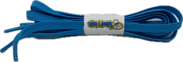a pair of flat bright blue elastic laces