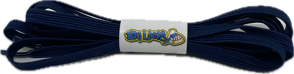 a pair of flat navy blue elastic laces
