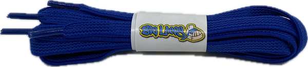 a pair of flat royal blue elastic laces