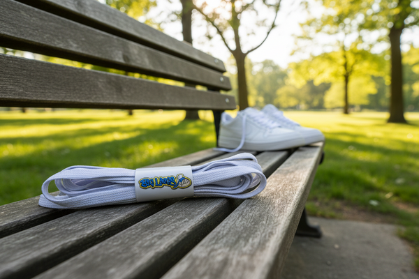 a pair of flat white elastic laces