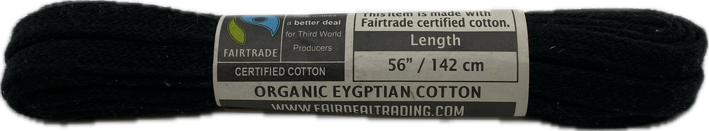 Flat Fairtrade Organic Cotton Black Shoelaces 142cm x 8mm