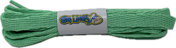 a pair of flat jade green 10mm wide shoelaces