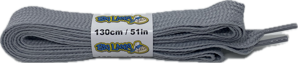 Flat Light Grey Laces 130cm long 20mm wide