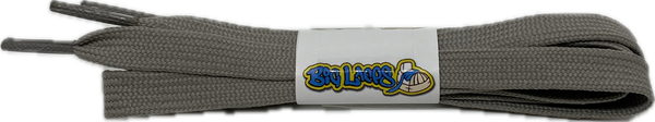 a pair of flat 8mm wide light grey shoelaces