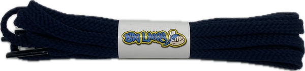 a pair of flat navy blue 10mm wide shoelaces