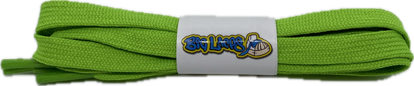 a pair of flat 8mm wide neon green shoelaces