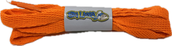 a pair of flat neon orange 10mm wide shoelaces